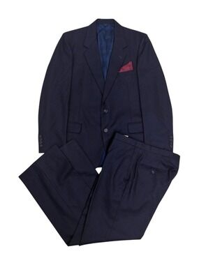 AGOSTINI Suit Blazer & Pants Vintage Luxury Designer Pinstripe Blue Mens 42R